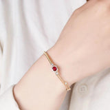 Ruby Half Chain Charm Bracelet Oval Pendant Bangles