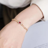 Ruby Half Chain Charm Bracelet Oval Pendant Bangles