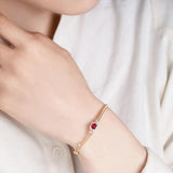 Ruby Half Chain Charm Bracelet Oval Pendant Bangles