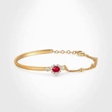 Ruby Half Chain Charm Bracelet Oval Pendant Bangles