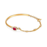 Ruby Half Chain Charm Bracelet Oval Pendant Bangles