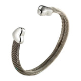 Grey Mesh Silver Lover's Stainless Steel Cuff Bracelet Women