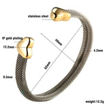 Grey Mesh Silver Lover's Stainless Steel Cuff Bracelet Women