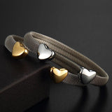 Grey Mesh Silver Lover's Stainless Steel Cuff Bracelet Women