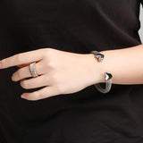 Grey Mesh Silver Lover's Stainless Steel Cuff Bracelet Women
