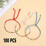 100pcs Boho Waterproof Woven Thread Wrap Bracelet Rope Friendship Bracelets