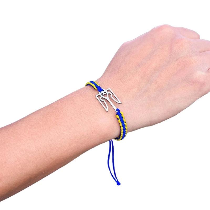 Hand Woven String Ukraine Bracelet Necklace Lucky Jewelry Set