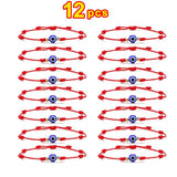 12pcs Evil Eye Red Bracelet Women Men 7 Knot Lucky Braided String Adjustable