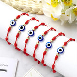 12pcs Evil Eye Red Bracelet Women Men 7 Knot Lucky Braided String Adjustable