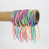 10pcs Rainbow Braided Cord Friendship Bracelets Adjustable Cuff Wristband