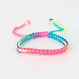 10pcs Rainbow Braided Cord Friendship Bracelets Adjustable Cuff Wristband