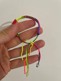 10pcs Rainbow Braided Cord Friendship Bracelets Adjustable Cuff Wristband