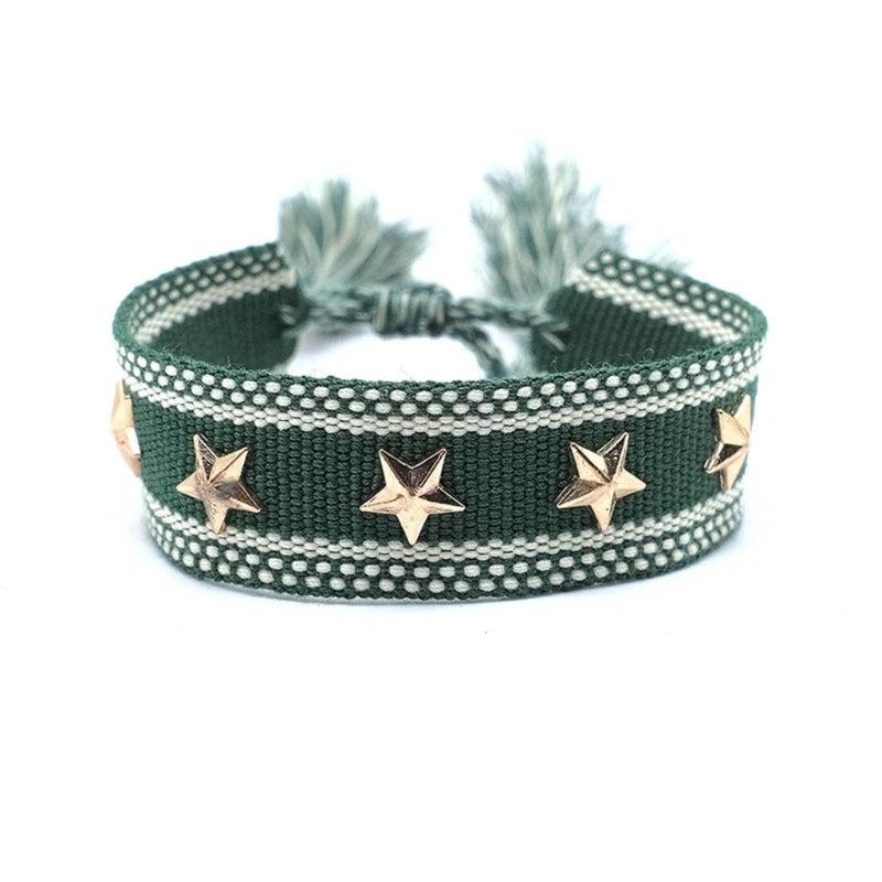 Boho Tassel Bracelet with Rivets Charm