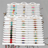 Colorful Natural Stone Bracelet Set Adjustable Rope Lucky Charm Bangles Gift