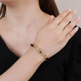 Plated Dragon Column Bracelet Brown Leather Braided Bangle