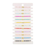 Colorful Rice Beads Braided Bracelet Set Heart Charm Women Bracelet