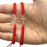 12Pcs Red Rope Cross Bracelet Hand-Woven for Men and Women
