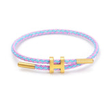 Double Layer Braided Waterproof Bracelet Stainless Steel Charm Unisex