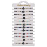 12pcs Boho Hematite Hand Cross Heart Charms Bracelet Set