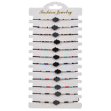 12pcs Boho Hematite Hand Cross Heart Charms Bracelet Set