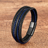 Classic Multilayer Red Leather Wrap Bracelet for Men