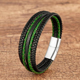 Classic Multilayer Red Leather Wrap Bracelet for Men