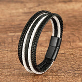 Classic Multilayer Red Leather Wrap Bracelet for Men