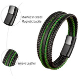 Classic Multilayer Red Leather Wrap Bracelet for Men