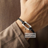 Personalized Stainless Steel Mens Bracelet Engraved Baby Name Birth Date