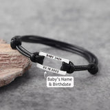 Personalized Stainless Steel Mens Bracelet Engraved Baby Name Birth Date