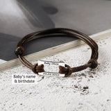Personalized Stainless Steel Mens Bracelet Engraved Baby Name Birth Date