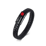 Type 2 Diabetes Medical Bracelet Men's Leather Rope Waterproof Bracelet
