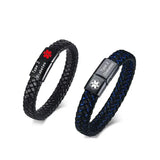 Type 2 Diabetes Medical Bracelet Men's Leather Rope Waterproof Bracelet