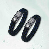 Type 2 Diabetes Medical Bracelet Men's Leather Rope Waterproof Bracelet