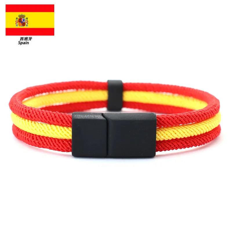 Men's Novel Flag Bracelet 4mm Nylon Cord Chain Openable Magnet Buckle