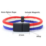 Men's Novel Flag Bracelet 4mm Nylon Cord Chain Openable Magnet Buckle
