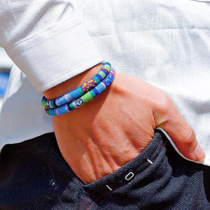 Ethnic Fabric Rope Magnetic Bracelet Boho Double-Layer Wrap Bracelet For Men