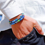 Ethnic Fabric Rope Magnetic Bracelet Boho Double-Layer Wrap Bracelet For Men