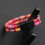 Ethnic Fabric Rope Magnetic Bracelet Boho Double-Layer Wrap Bracelet For Men