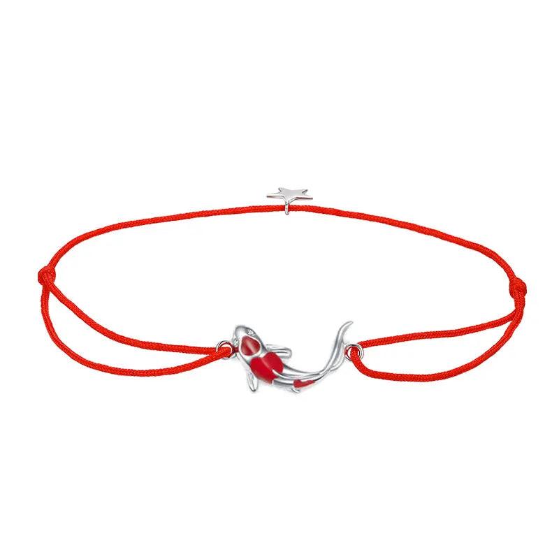 Guardian Lucky Fish Rope Chain Bracelet Sterling Silver 925 Star Enam