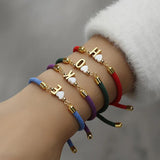 Shell Heart Letter Charm Bracelet Adjustable A-Z Rope Bracelet Women Jewelry