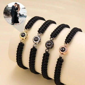 Photo Projection Bracelet Braided Rope Customized Stainless Steel Couple Gift