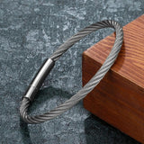 Non-fading Steel Wire rope Bracelet Vintage Cuff Charm Bracelet for Men