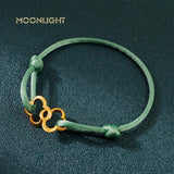 Adjustable Four Leaf Clover Charm Bracelet Classic Silk Rope Jewelry