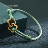 Adjustable Four Leaf Clover Charm Bracelet Classic Silk Rope Jewelry