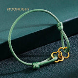 Adjustable Four Leaf Clover Charm Bracelet Classic Silk Rope Jewelry