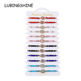 Evil Eye Charms Bracelet Adjustable Rope Colorful Crystal Bead Chain Anklets