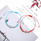 Evil Eye Charms Bracelet Adjustable Rope Colorful Crystal Bead Chain Anklets