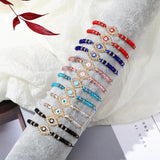 Evil Eye Charms Bracelet Adjustable Rope Colorful Crystal Bead Chain Anklets