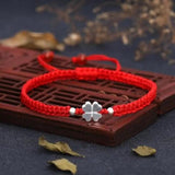Red Rope Woven Lucky Clover Bracelet for Women